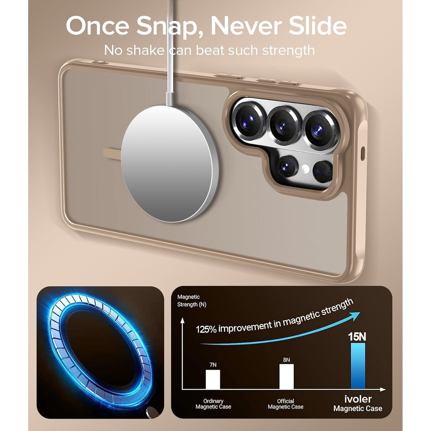 Husa pentru Samsung Galaxy S26 Ultra, Joyshell Frost Matte cu MagSafe, Protectie Completa, Crem