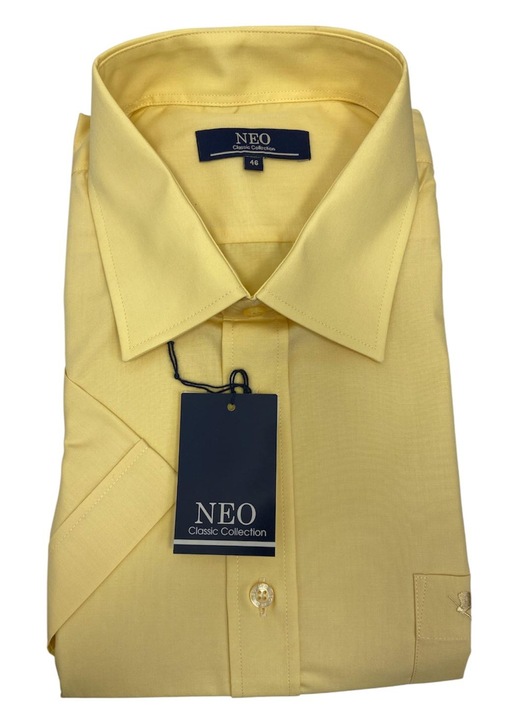 Mustársárga férfi ing, rövid ujjú, pamut-poliészter, Mustársárga