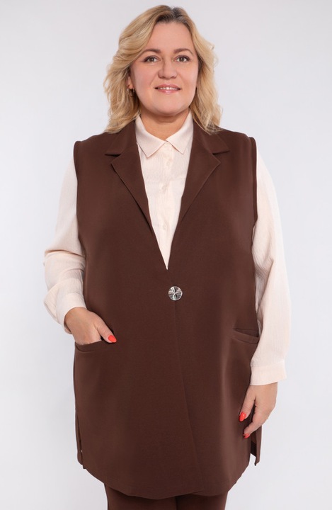 Кафява жилетка с джобове
