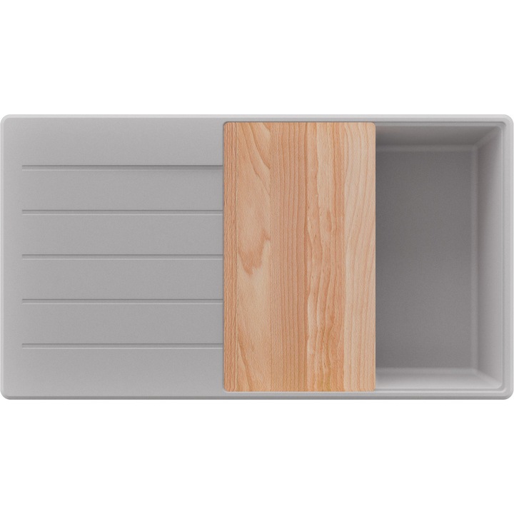 Chiuveta de bucatarie din granit 90x50cm, Chiuveta 1 Cuva + Sifon, Pentru dulap de 60cm, Copenhaga PRIMAGRAN, Gri S2057