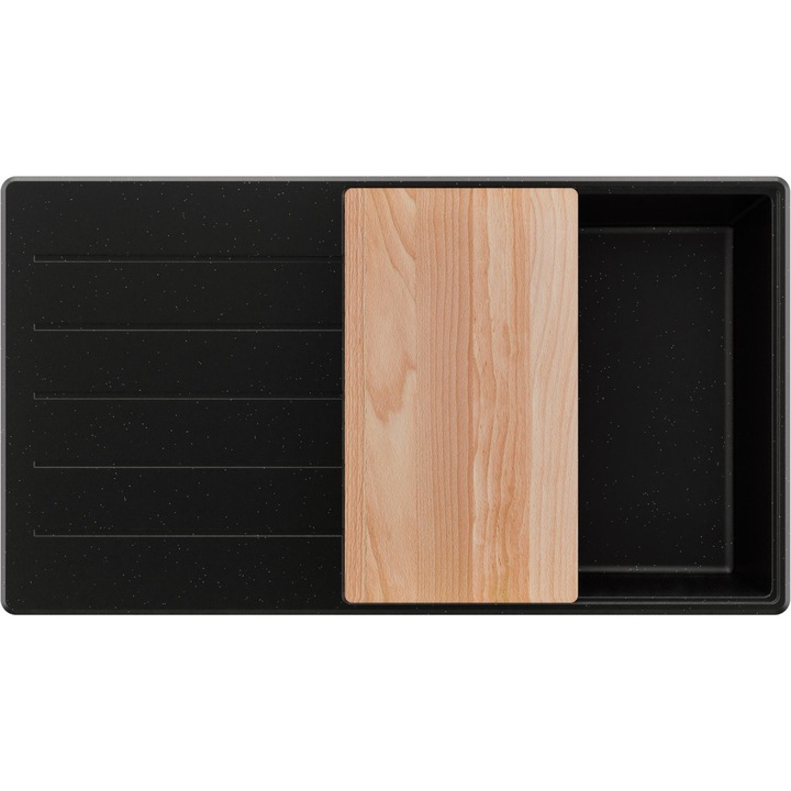 Chiuveta de bucatarie PrimaGran Copenhaga 1 cuva, sifon inclus, Negru Metalizat, 90x50cm