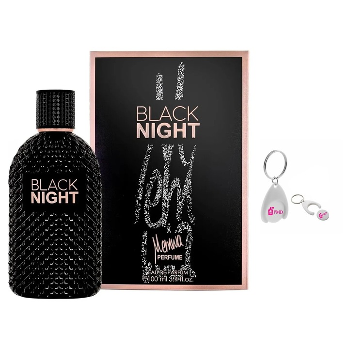 Apa de Parfum Memwa Black Night, Femei, 100 ml cu Breloc Personalizat PMD
