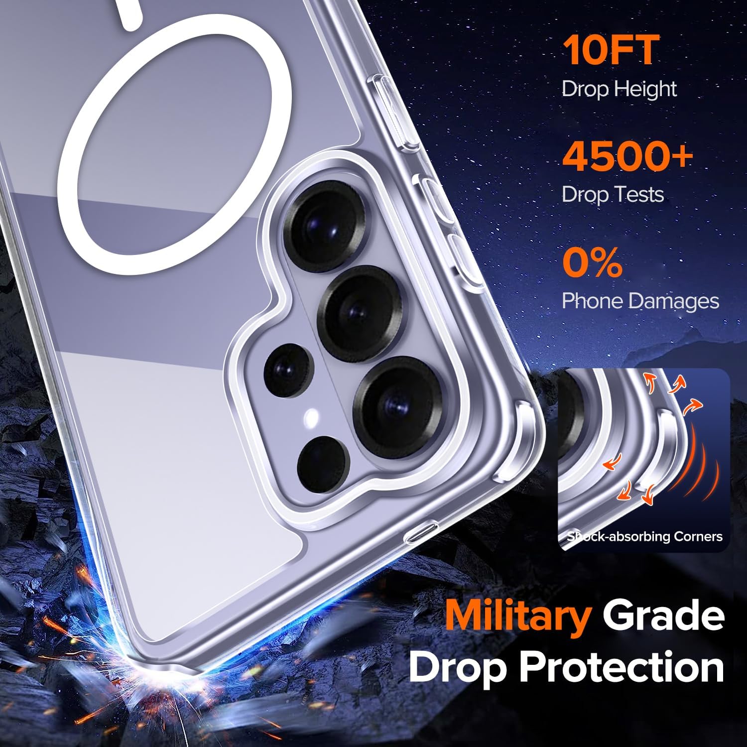 Husa pentru Samsung Galaxy S26 Ultra, Joyshell cu MagSafe, Antisoc, Wireless Charging, Transparent