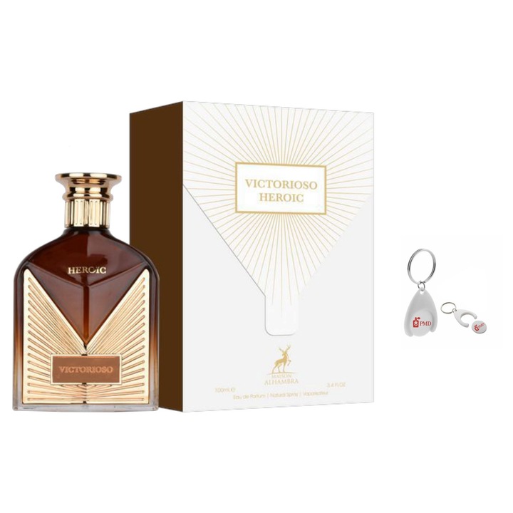Apa de Parfum Alhambra Victorioso Heroic, Unisex, 100 ml cu Breloc Personalizat PMD