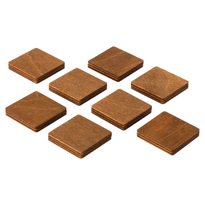 Magneti Decorativi, Magneti Patrati din Lemn Woodyoubuy pentru Frigider, Design Minimalist, Naturali, Dimensiune Mare (Large) 3, 5 cm, Set 8 buc