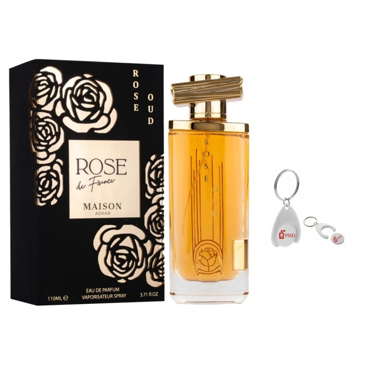 Apa de Parfum Maison Asrar Rose Oud, Unisex, 110 ml cu Breloc Personalizat PMD