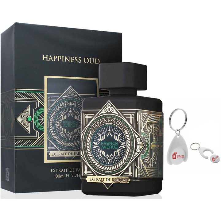 Парфюмна вода French Avenue Happines Oud, унисекс, 80 мл с персонализиран ключодържател PMD