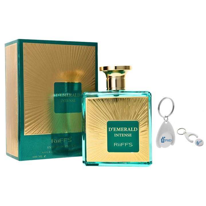 Riiffs D'emerald Intense Eau de Parfum, Férfi, 100 ml PMD Személyre szabott Kulcstartóval