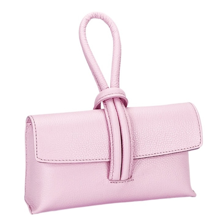 Малка чанта от естествена кожа B-1732 123, Розово, 12x23x6