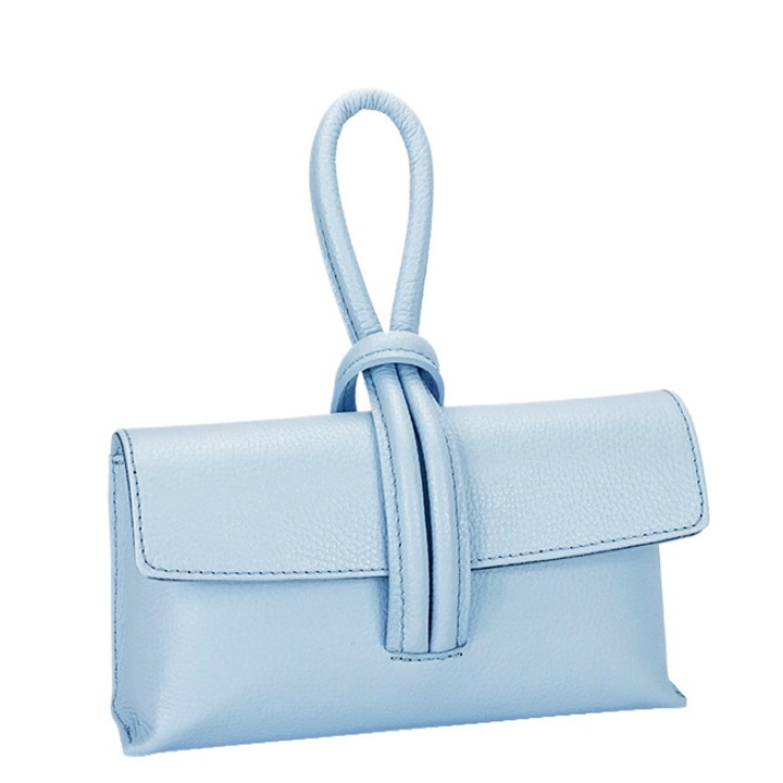 Малка чанта от естествена кожа B-1732 123, Син, 12x23x6