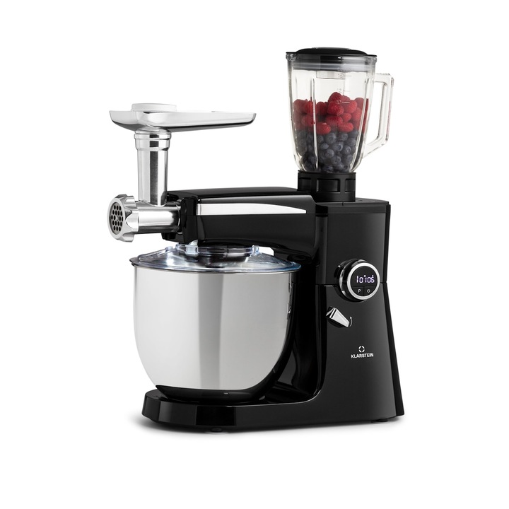 Klarstein, Renata Rossa, Robot De Bucatarie, 3 In 1 2000 W / 2, 7 Ps, 10 Litri, Otel Inoxidabil, Fara Bpa