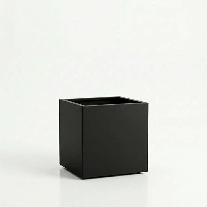 Jardiniera decorativa din tabla zincata si vopsita de culoare Neagra, 50x35x45x cm