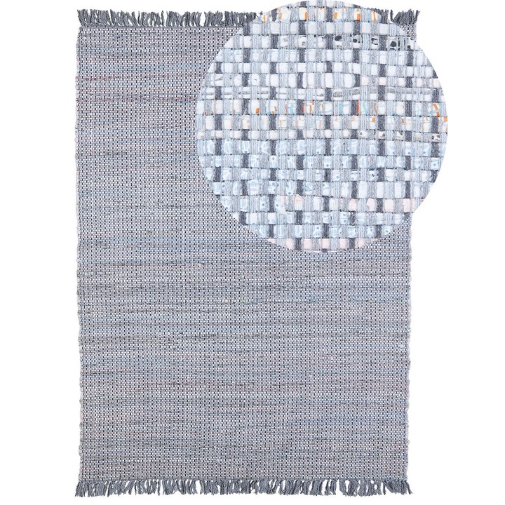 Covor rectangular Beliani gri din bumbac, 160x230cm, realizat manual