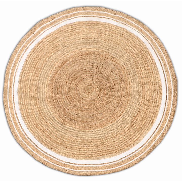 Covor rotund 150 cm Jaipur Classic, iută, natural