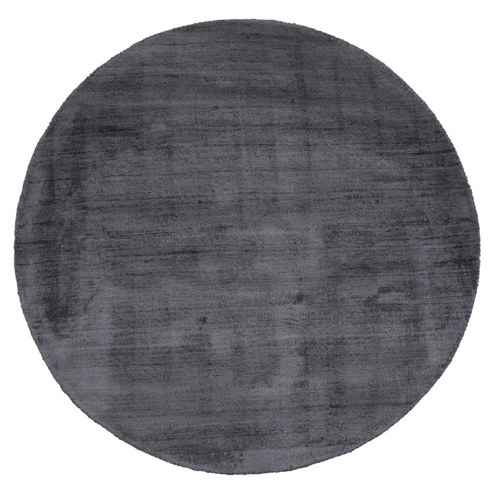 Kerek szőnyeg, 195 cm, fekete, viszkóz, bojtos