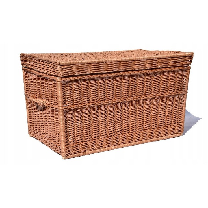 Cos de servire din rachita 70x42cm, cu capac, ideal pentru depozitare jucării și lenjerie