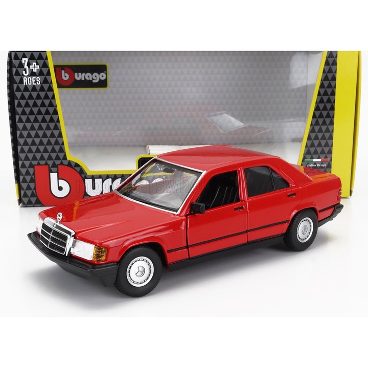 Macheta metalica BURAGO MERCEDES BENZ 1:24 190E rosu