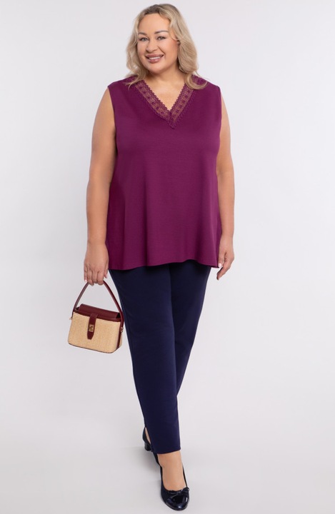 Top violet cu dantela