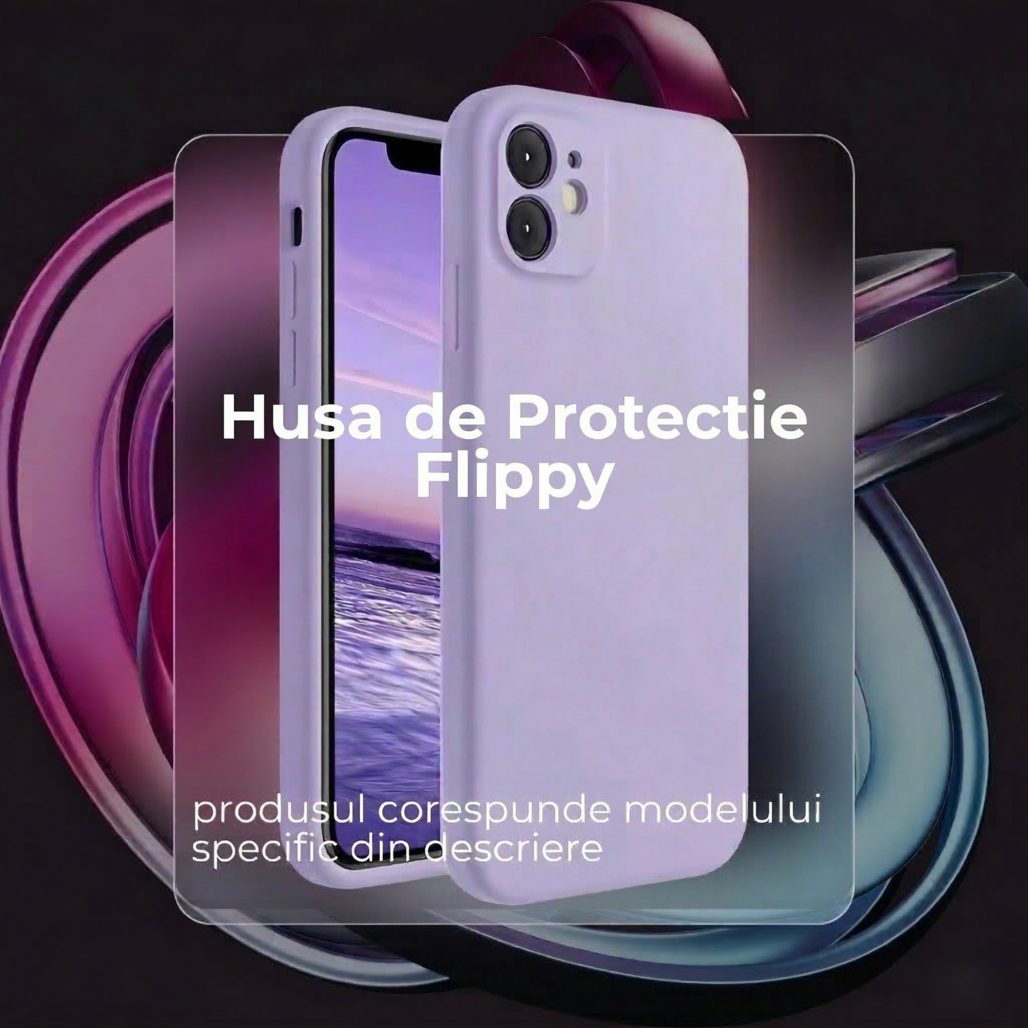 Husă de protecție Flippy pentru iPhone 11, silicon mov, dimensiuni 15x7x1cm