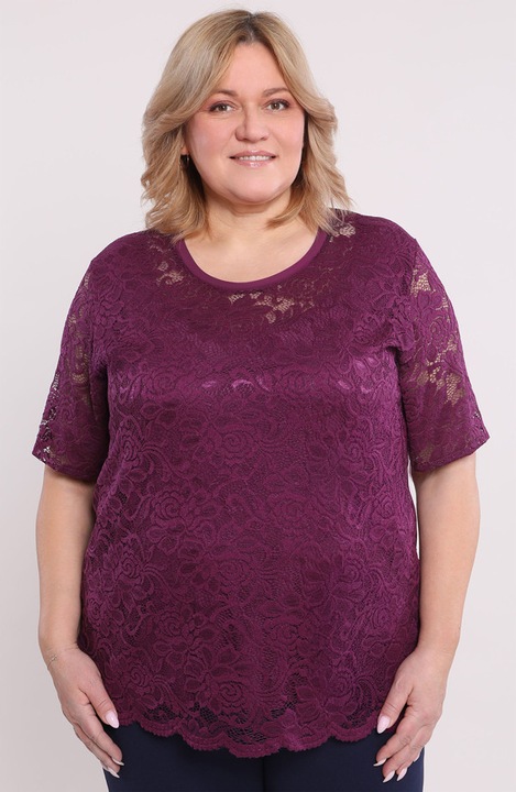 Bluza mov cu dantela florala