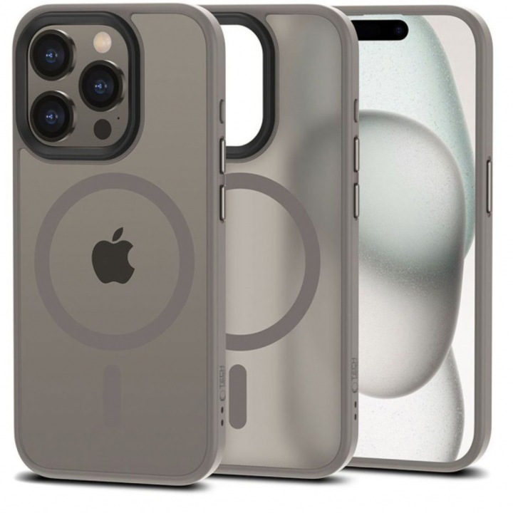 Калъф за телефон, Techsuit, Силиконов, Сив, за Apple iPhone 15 Pro