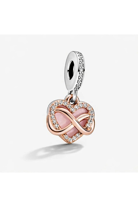 Pandantiv Talisman cu inimă, argint 925, cristale de zirconia, 4x2cm