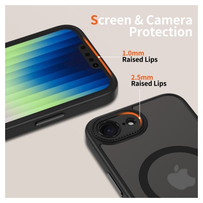 Husa Upzz Tech MagCam Compatibila Cu iPhone 17e, MagSafe, Protectie La Camere, AntiShock, Negru Matte