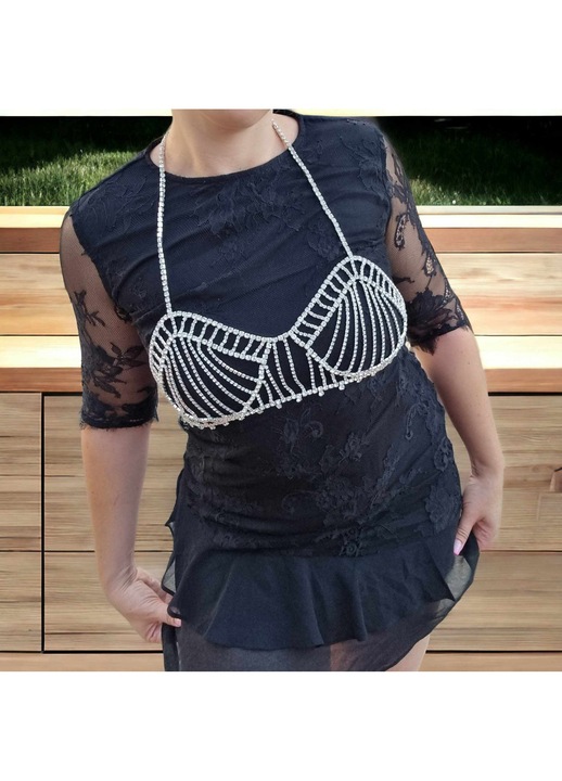 Lant tip sutien Infinity, bustiera Primas, cristale, aliaj