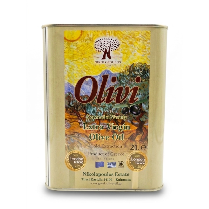 Ulei de Masline Extravirgin Premium, Productie 2025/2026 – Autentic din Kalamata, 2L, Presat la Rece, 100% Natural