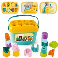 Cutie sortator RCO® cu forme geometrice si litere Baby First Blocks pentru invatare prin joaca, 16 piese colorate, WW6024