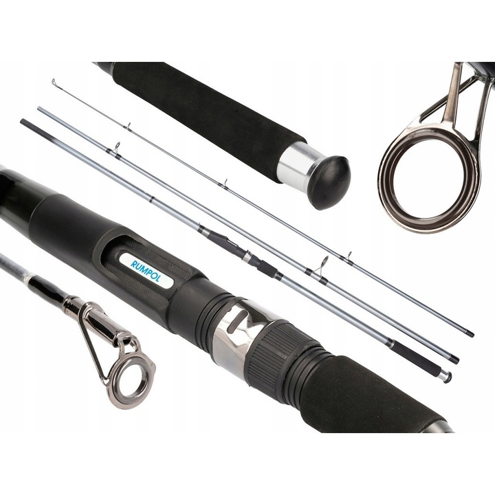 Lanseta pescuit Hunter Carp 3,9m, 80-120g, 3 piese, culoare neagra, lungime transport 137cm