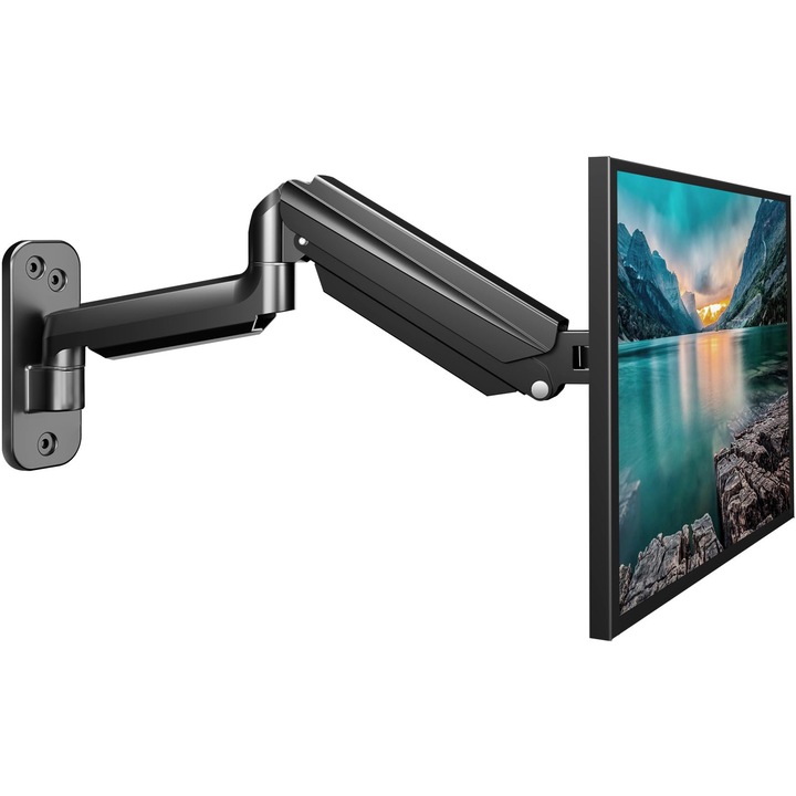 Monitortartó asztalra, Bedee, 13-32 hüvelykes LED/LCD/TV képernyőhöz, akár 9 kg-ig, teljesen állítható gázrugós monitortartó, állítható magasság, dőlésszög, elfordítás és forgatás, VESA 75/100, Fekete
