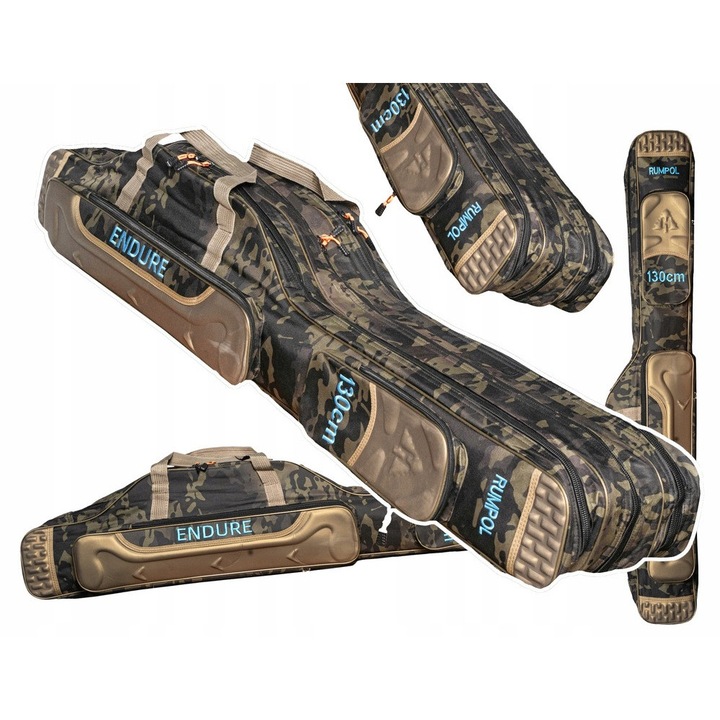 Geanta pentru undite Rumpol ENDURE 130 cm, 3 compartimente, 2 buzunare, verde militar
