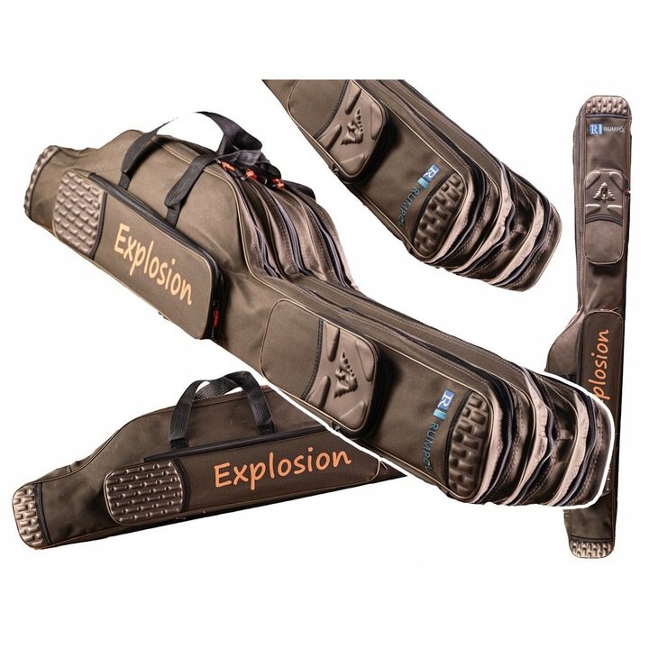 Geanta de pescuit pentru lanseta Rumpol, 150cm, 3 compartimente, impermeabila, cu curea de umar