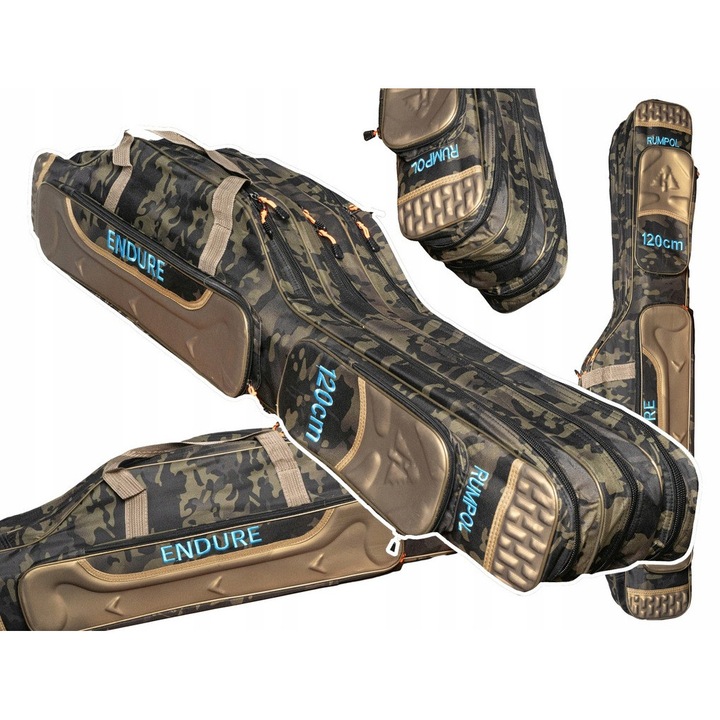 Geanta pentru undite Rumpol ENDURE 120 cm, 3 compartimente, 2 buzunare, verde militar
