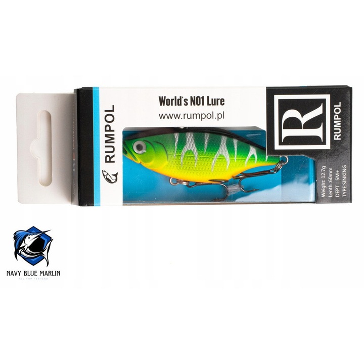 Wobler Rumpol 60mm, 12.7g, adancime 5m+, sistem Long Cast, design realist, set