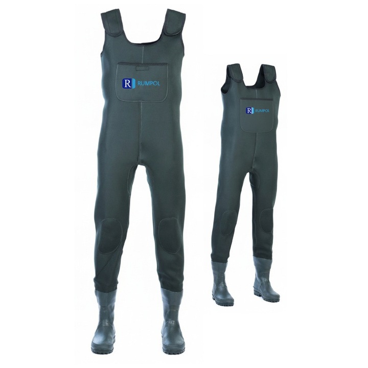 Salopeta de pescuit, Rumpol, neopren, impermeabil, verde inchis, 45-46 EU