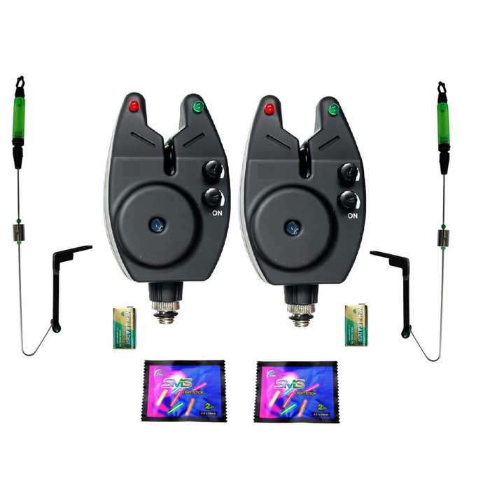 Set 2x Semnalizator Rumpol CARP, 2x Swinger, 4x Swietlik, electronic, noapte, 9V