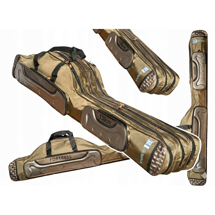 Geanta de pescuit FORTRESS 130 cm, 3 compartimente, 2 buzunare, verde militar