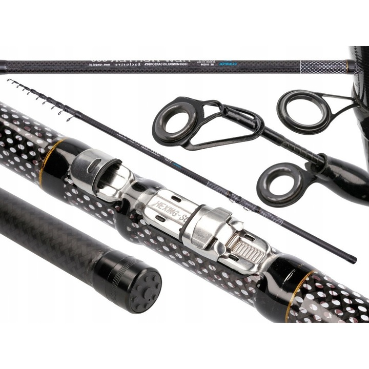 Lanseta pescuit Rumpol New Hunter Exclusive 5M 10-50G, 90% carbon, negru-argintiu, 5 sectiuni