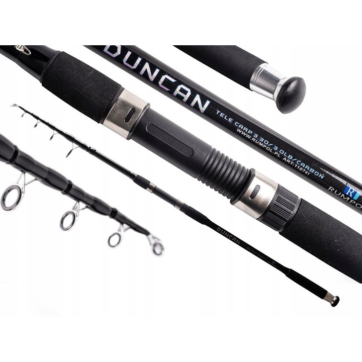 Lanseta pescuit telescopica Rumpol DUNCAN CARBON 3.0M 3.0 LBS, 90% carbon, culoare neagra, lungime transport 103cm