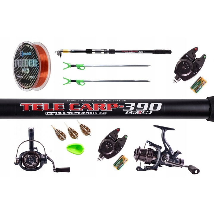 Set lanseta pescuit Rumpol DUO 2x TELECARP 3,9m, 2x FORTRESS 3000