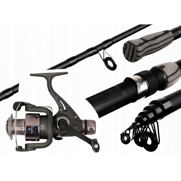 Set lansete pescuit Rumpol TELESPIN 4.2M 40-80G cu kolowrotek 3000, 90cm, grafit