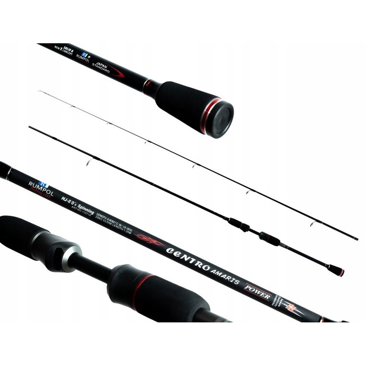 Lanseta pescuit Rumpol CENTRO AMARIS POWER HJ-80'n 2.70m 0-10g, 2 sectiuni, transport 1.4m, culoare neagra cu accente rosii