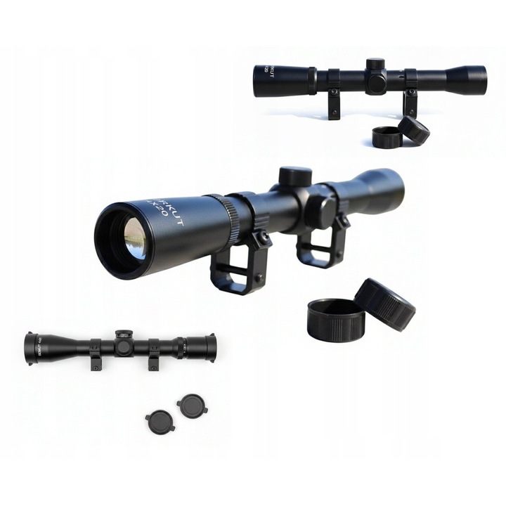 Luneta Berkut 4x20, montaj inclus, 27cm, rezistenta la socuri