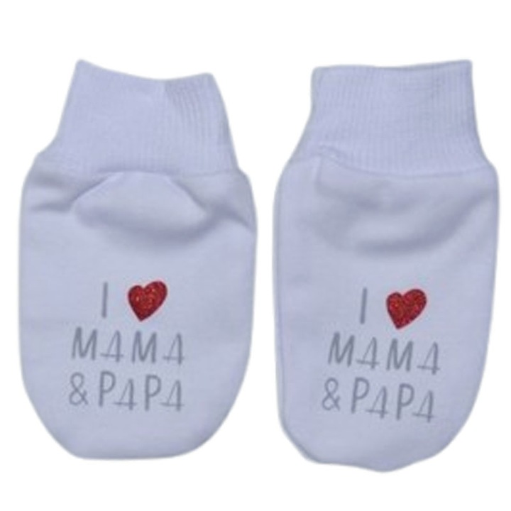 Manusi pentru nou-nascut, Mama&Papa, Mini Junior MA1603-56, Alb 56-62 CM
