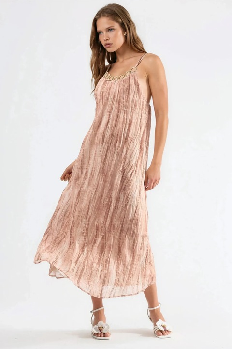 Rochie Maxi, QU STYLE, Casual, Tie-dye, Roz 100% poliester