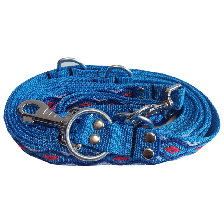 Lesa pentru caini Sunka, 3m, 2,5cm latime, 3 trepte de reglare, culoare: albastru