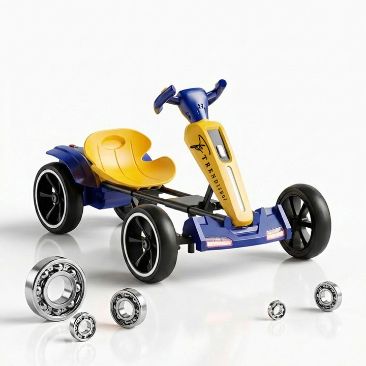 Kart Electric TrendiShop, 12V, Pliabil, Roti EVA Anti-Pana, Galben, 85x56x51cm