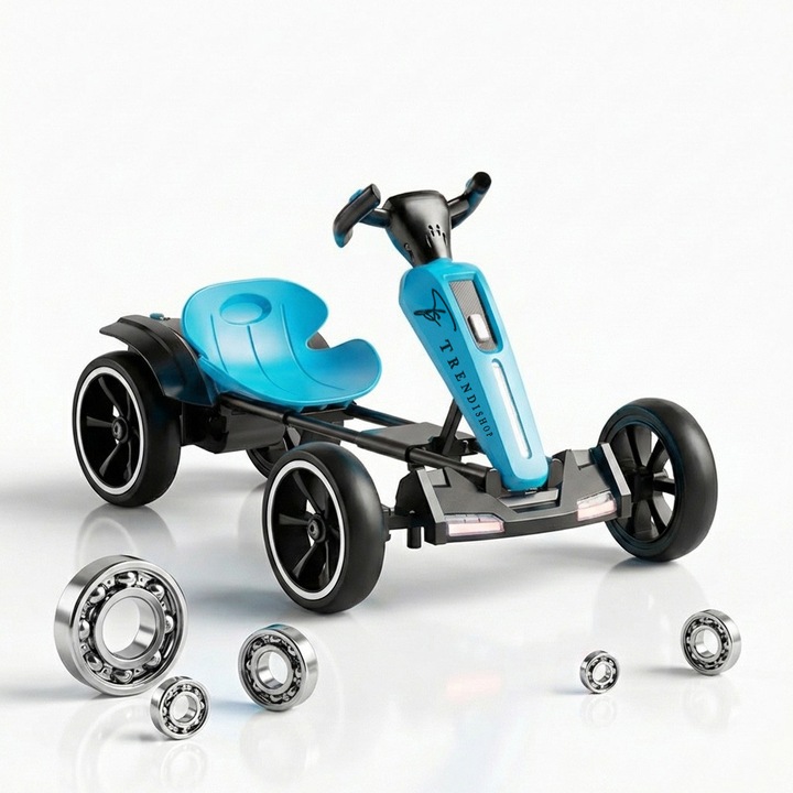 Kart electric TrendiShop, 12V, scaun reglabil, lumini LED, albastru, 85x56x51cm